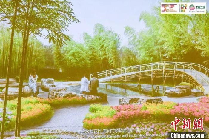 圖為活動(dòng)現(xiàn)場(chǎng)通過視頻展示“中國(guó)竹園”設(shè)計(jì)方案。　荷蘭駐華大使館供圖