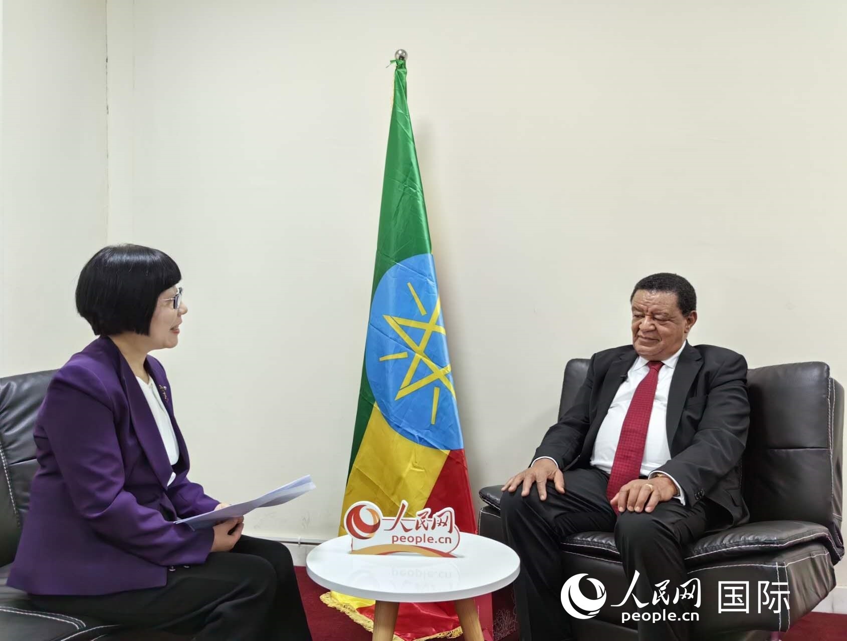 穆拉圖·特肖梅接受人民網(wǎng)記者唐維紅采訪。人民網(wǎng)記者 陳星星攝