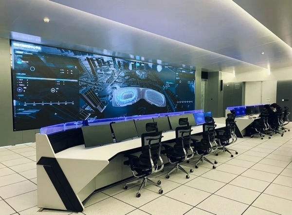 杭州奧體中心游泳館內(nèi)智慧可視化平臺。 圖片來源：場館建設(shè)方