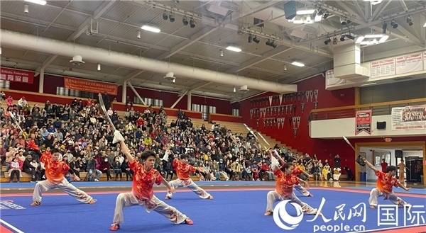 中國武術(shù)隊(duì)員表演現(xiàn)場。人民網(wǎng)記者 鄧圩攝