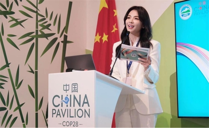 中國知名演員劉濤發(fā)表主旨演講。COP28中國角供圖