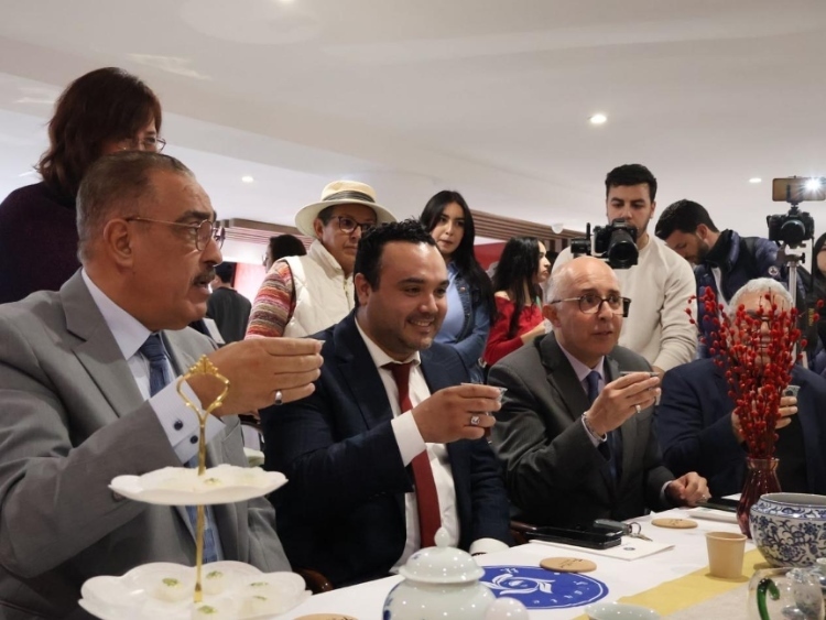 觀眾興致勃勃地體驗茶藝。陳芷珊攝