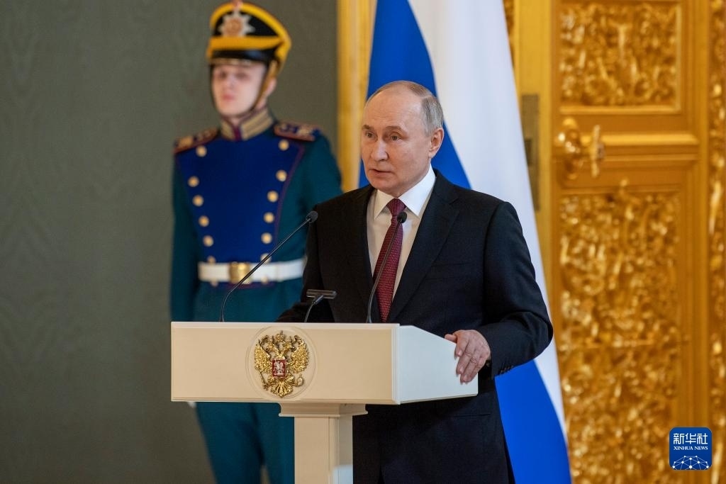 3月20日，俄羅斯總統(tǒng)普京在莫斯科克里姆林宮與其競選團隊代表舉行見面會。新華社記者 曹陽 攝