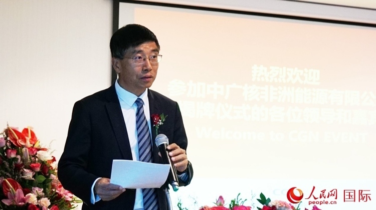 國(guó)家電網(wǎng)公司非洲辦事處主任汪文安致辭。人民網(wǎng) 劉暢攝