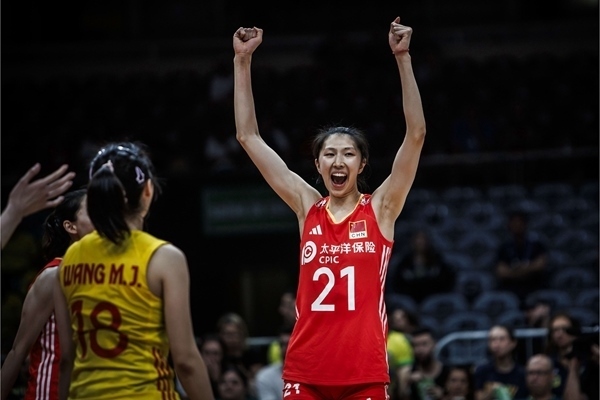 吳夢潔慶祝得分。圖片來源:國際排聯(lián)