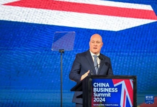 5月20日，新西蘭總理拉克森在奧克蘭出席新西蘭中國商業(yè)峰會(huì)并講話。新華社記者 郭磊 攝