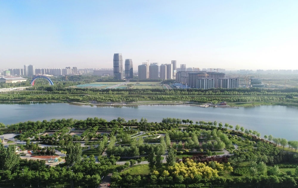 石家莊市滹沱河景色（2022年5月16日攝，無人機(jī)照片）。新華社記者 楊世堯 攝