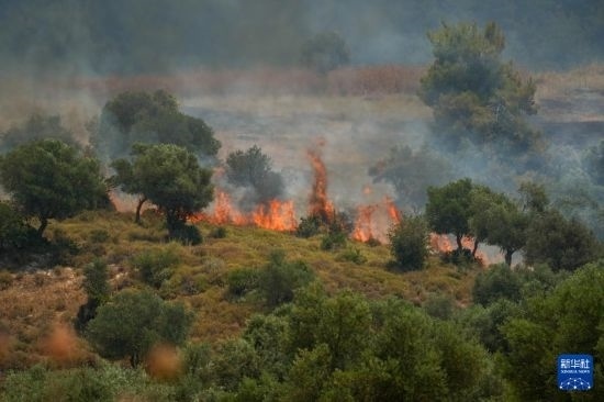 6月12日，以色列北部加利利地區(qū)遭受火箭彈襲擊后冒出滾滾濃煙。新華社發(fā)（阿亞爾·馬戈林?jǐn)z/基尼圖片社）