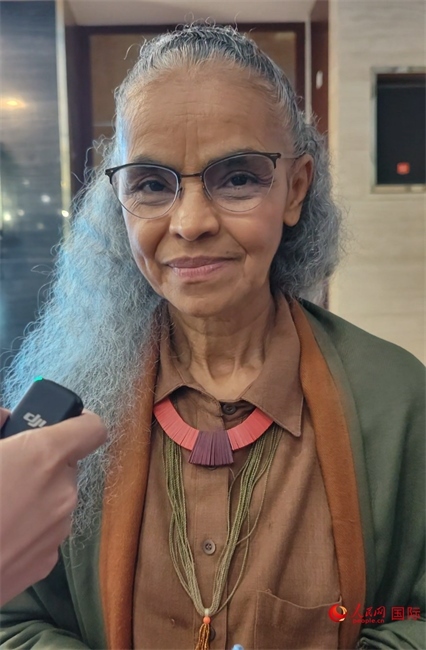 巴西環(huán)境與氣候部部長瑪麗娜·席爾瓦接受人民網(wǎng)采訪。人民網(wǎng)記者 符園園攝